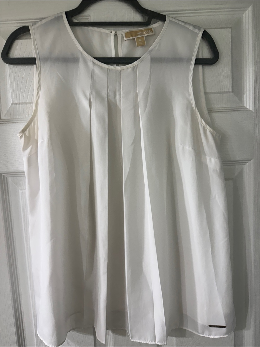 MICHAEL Michael Kors White Sleeveless Pleated Camisole